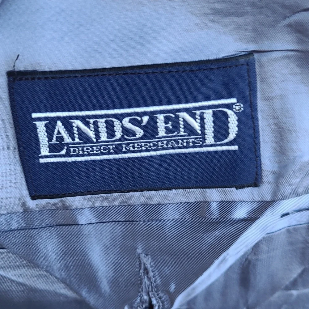 HARRIS TWEED Lands End‎ Tweed Wool Grey Herringbone Sz 46 R Mens Sport Coat